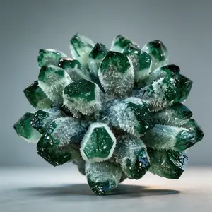 300G Large Green Phantom Earth Quartz Cluster Crystal Flower, Home Decor Balance Ornament for Desktop Aquarium Planter Landscaping, Holiday Gift decorative sculpture
