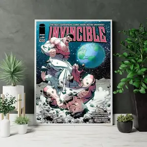 [Unframe] Viltrumite Showdown Poster, Invincible Comic Cover Artwork, Action Packed Superhero Wall Art Print Decor, Gift For Fans