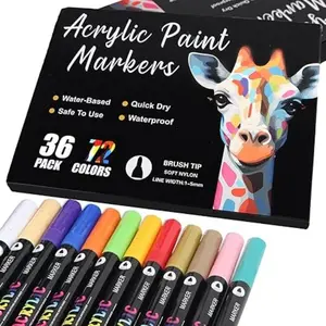 Double-Headed Two-Color Soft-Headed Acrylic Markers, Used For DIY Crafts, Graffiti, Cloth Painting, Rock Painting, Waterproof And Color-Proof, Professional Art Set
