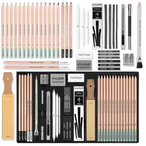 39Pcs Drawing Pencil Set, Professional Sketch Pencils (5H-14B), Black and White Charcoal Pencils for Sketching, Eraser Brush Pen, Charcoal Sticks, Art Pencils Set for Artists & Beginners, Art Drawing Supplies