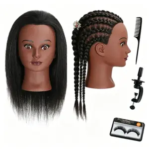 16 Inch Mannequin Head for Hairdresser Styling, Cosmetology Training Model, Hair Cutting & Braiding Practice, Free Clamp Stand Included