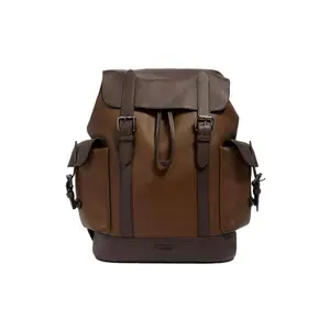 COACH Hudson 26 Multi-Compartment Flap-and-Drawstring Pebbled Leather Backpack, Medium, Men's, Brown Ombre