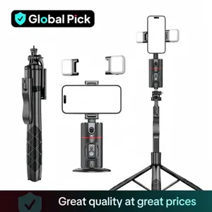 360° Gimbal Selfie Stick with Tripod & Light - Portable Stabilizer for Live Streaming, Vlogging & Travel (All Phones)