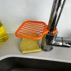 Faucet-Mounted Kitchen Stainless Steel Sink Organizer for Household Sponges, Dishcloths, Dishwashing, and Draining with Hanging Basket