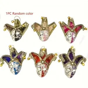 Elegant Red & Golden Venetian-Style Mask with Pearl Accent - 18cm/7.08in Carnival & Halloween Costume Accessory, Durable PP Material, Perfect for Parties & Themed Events, Halloween Costume |   Venetian Mask |   Intricate Design, Halloween Decorations