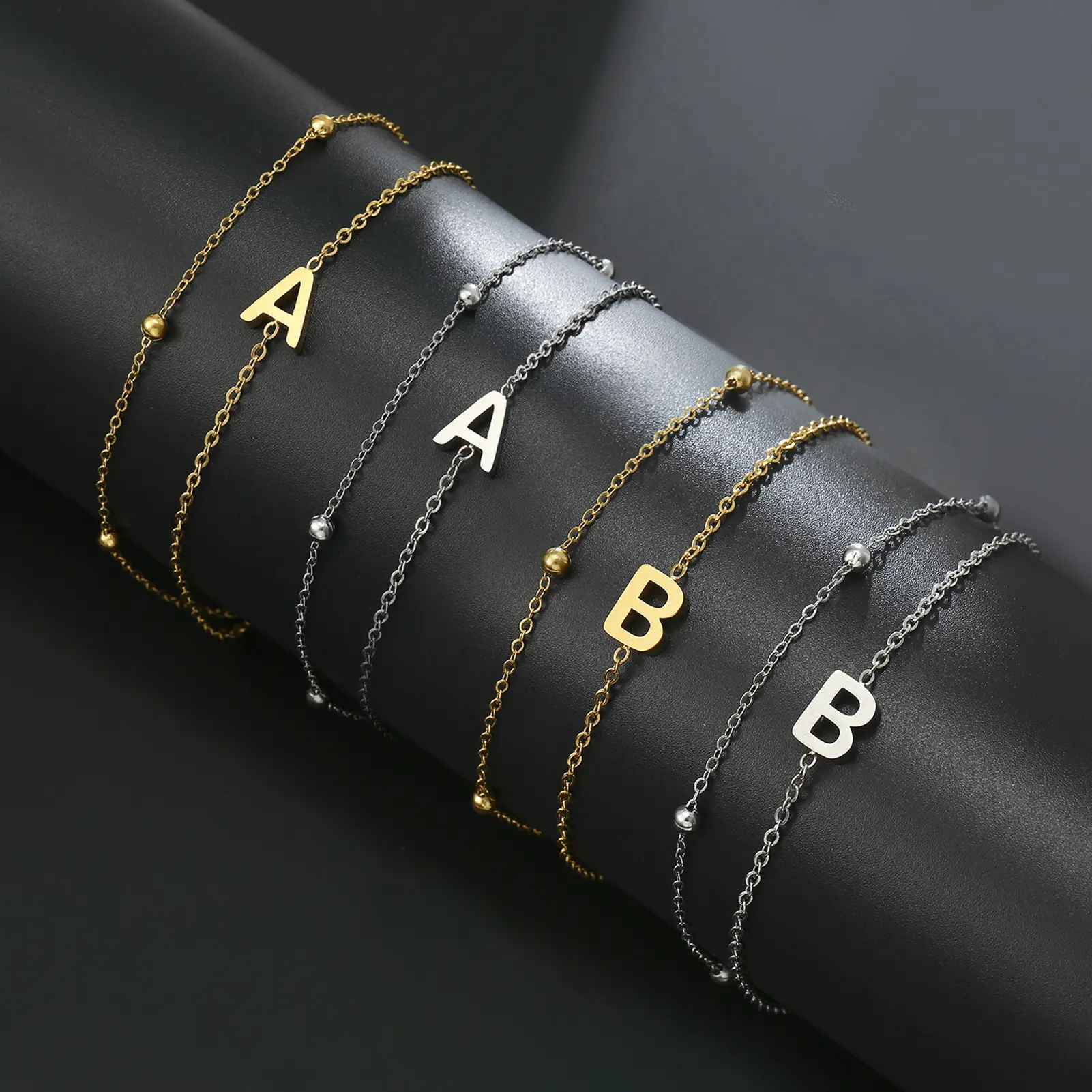 Cazador Stainless Steel Double Chains Bracelet for Women Initial Letter A-Z Alphabet Jewelry 2026 Bracelet on Hand Birthday Gift