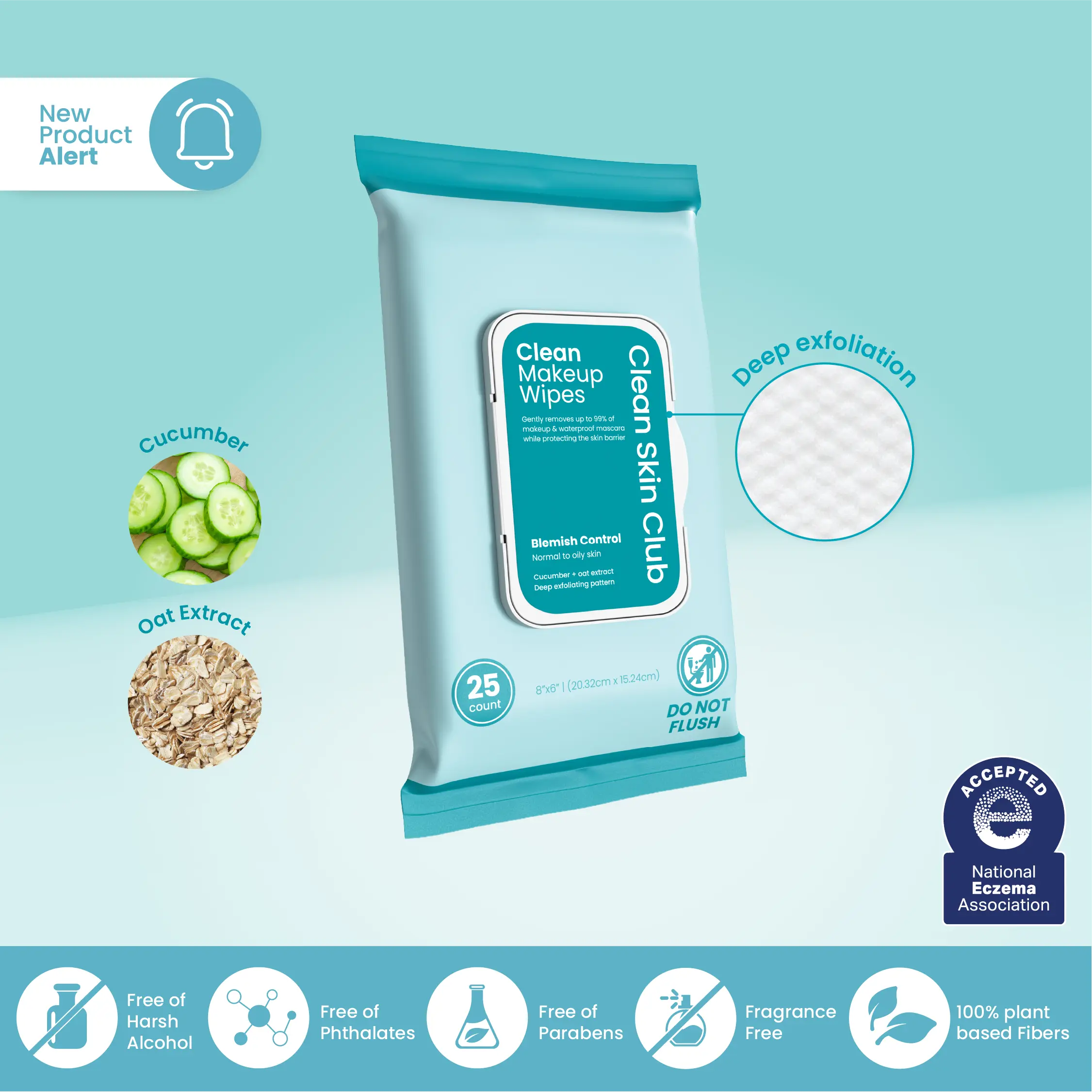 Clean Makeup Wipes Blemish Control 25ct: Refreshing, Non-Irritating Removal for Normal to Oily Skin