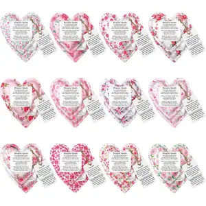 24 Pcs Christian Gift for Mother Faith Pocket Prayer Quilts with Wooden Cross Sympathy Spiritual Encouragement Heart Panel for Patient Religious Bible Church Scripture Recovery Elegant