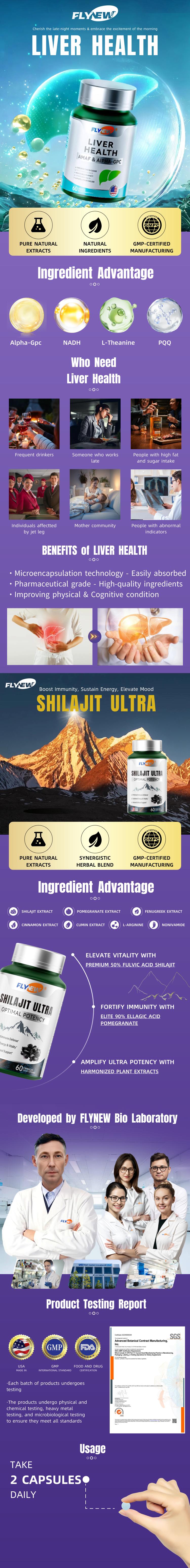 FlyNew 30-Day Energy Boost Kit | Liver Health with Alpha-GPC, L-Theanine, NADH, PQQ & Shilajit Ultra | Pure Himalayan Organic Resin | Energy, Cognitive & Immune Support | 85+ Trace Minerals | Made in USA | 120 Capsules Dietary Supplement