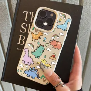 A Multicolored Lychee Pattern Phone Case Featuring a Little Dinosaur, Compatible with Apple Iphone 6/7/8/X/Xs/Xr/Xs Max/11/12/13/14/15/16/17 Pro Max