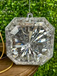 5 Inch Silver Acrylic Square Diamond Ornament
