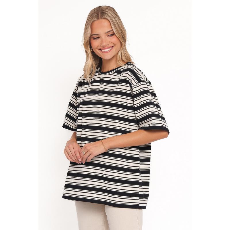 Zestora Tee - Black Ivory Stripe