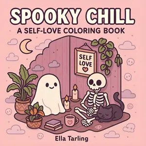 Spooky Chill - A Self-Love Coloring Book for Kids and Adults Featuring adorable ghosts, sweet skeletons, and cozy self-care moments