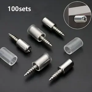 100 Pcs Metal Laminate Bracket Set with Anti-Slip Sleeves, Self-Tapping Screws, Ideal for Cabinet Partitions, Shelves, DIY Furniture