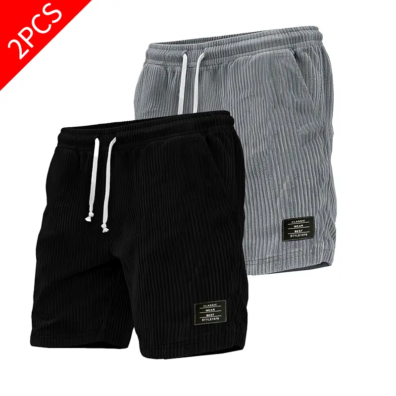 Men's Corduroy Sports Shorts - 2XL, Relaxed Fit, Above the Knee, Drawstring, Athletic, Lounge & Daily Wear Essential Bottoms, Streetwear, Clearance Sale