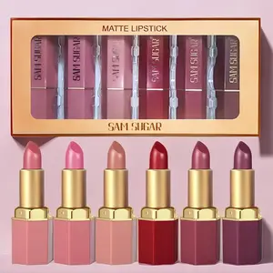 Lipstick Set, 6 Counts/set Luxurious Long Lasting Easy Coloring Lip Sticks, Suitable for All Skins, Perfect Gift for Girls, Lipgloss