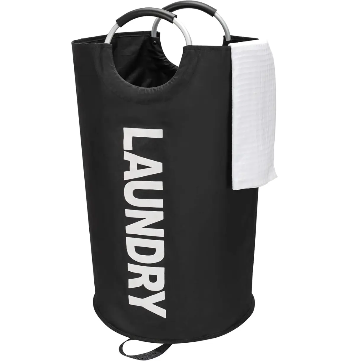 90L Large Laundry Basket, Freestanding Tall Clothes Hamper, Collapsible Laundry Bag, Black
