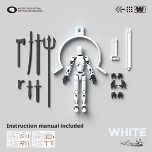 Dummy13 Magnetic Action Figure, T13 Action Figure, Lucky 13 Action Figure, Anti-Gravity Style, Figure Stand, Magnetic Articulated Figures, Multi-Jointed Titan Movable Toy White