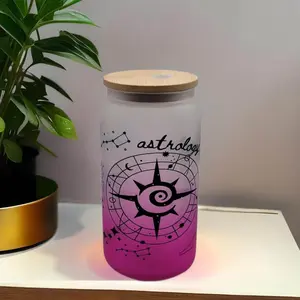 Astrology Lover Beer Can Glass | Boho Numerology Coffee Glass| 16 oz Bamboo Drinkware