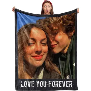 Couple Gifts Custom Blanket with Photos Personalized Flannel Throw Blankets Gifts for Boyfriend Girlfriend Customized Blanket Personalized for Husband Wife 30" W x 40" L