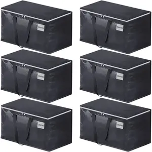 Moving Boxes Heavy Duty Moving Bags with Strong Zippers and Handles Collapsible Moving Supplies, Storage Totes for Packing & Moving Storing 93L,6-Pack