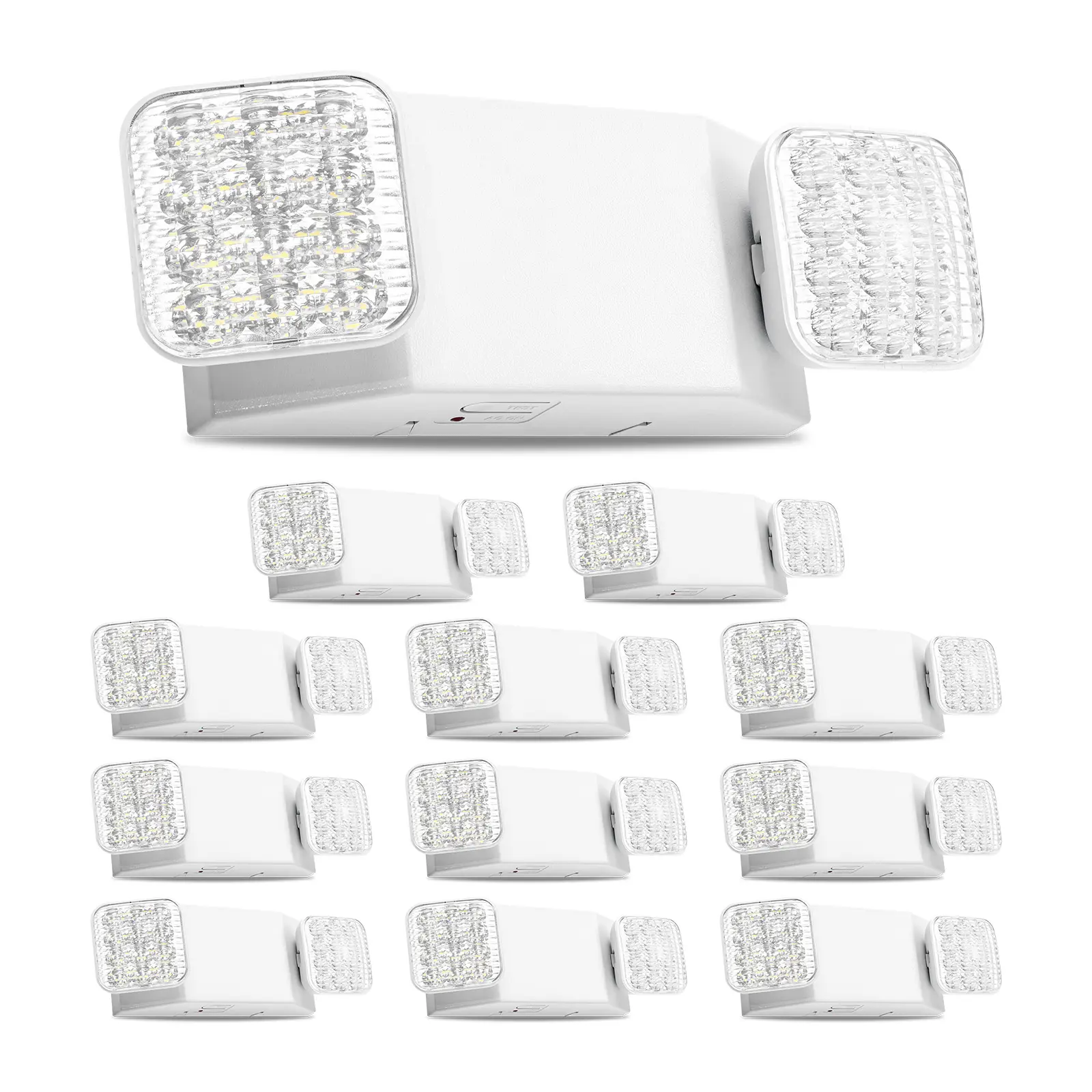 【Summerfinds】VEVOR 12 Pack Emergency Lights for Business, with Battery Backup, Commercial LED Emergency Exit Lighting Fixtures, AC 120/277V, with Two Square Head Adjustable, 90-Minute Backup, for Business, White