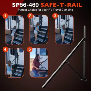 Telescopic Rails Extend Up to 42.5 Inches From The RV Wall, Outdoor RV Step Safety Handrails, Safety T-rail Heavy Anti-slip Support Rods for Safe And Stable Access, Adjustable Length, Suitable for Triple And Quadruple RV Step Applications