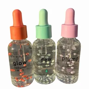 Spascentals-Glow Dew Plump 3-pc Serum Set Hyaluronic Acid Niacinamide & Collagen Serums for Brighten Tone Hydrate Restore