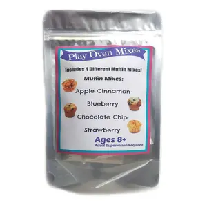 Children's Easy to Bake Oven Mixes Play Toy Real 4 Muffin Super Pack Refill Kit Apple Cinnamon Blueberry Chocolate Chip Strawberry Ultimate Set Cooking Baking Supplies Net Wt 4.0 oz DIY Decor