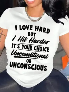 Women's Letter & Slogan Graphic Round Neck Tee, Fashion Short Sleeve T-shirt, Ladies All Seasons Outfit, Summer Clothes for Daily Wear Holiday Vacation, Casual Fashionable Top