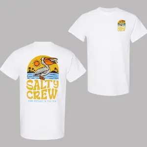 Salty Crew Sunset Pelican T-Shirt, Bold Beach Graphic with Seaside Pelican, Ocean Waves, and Tropical Vibes, Perfect for Surfers, Ocean Lovers, and Coastal Adventurers, Trendy Shirt, Gift For Him, Gift For Her