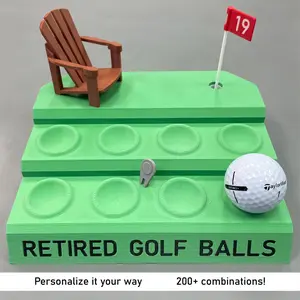 Customizable 3D Printed Golf Ball Display Stand Golfer Gift Green Divots Adirondack Chair Holds 3-8 Balls Personalize It Your Way 200+ Combinations