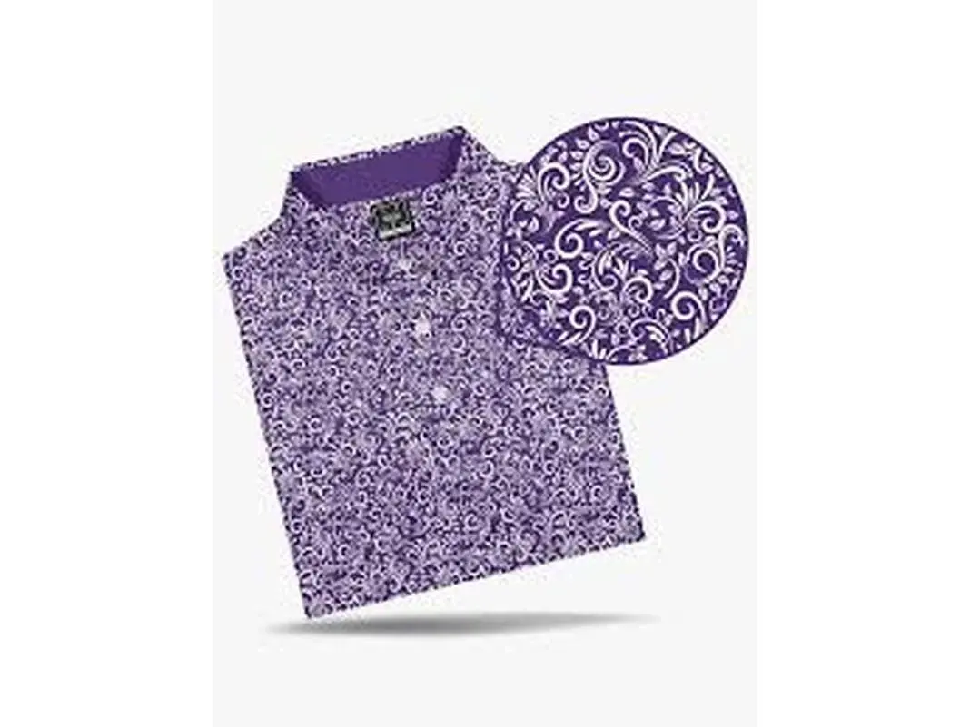 DEOLAX Brand- Men's Purple Paisley Polo Shirt Breathable Golf Tennis Casual Shirt