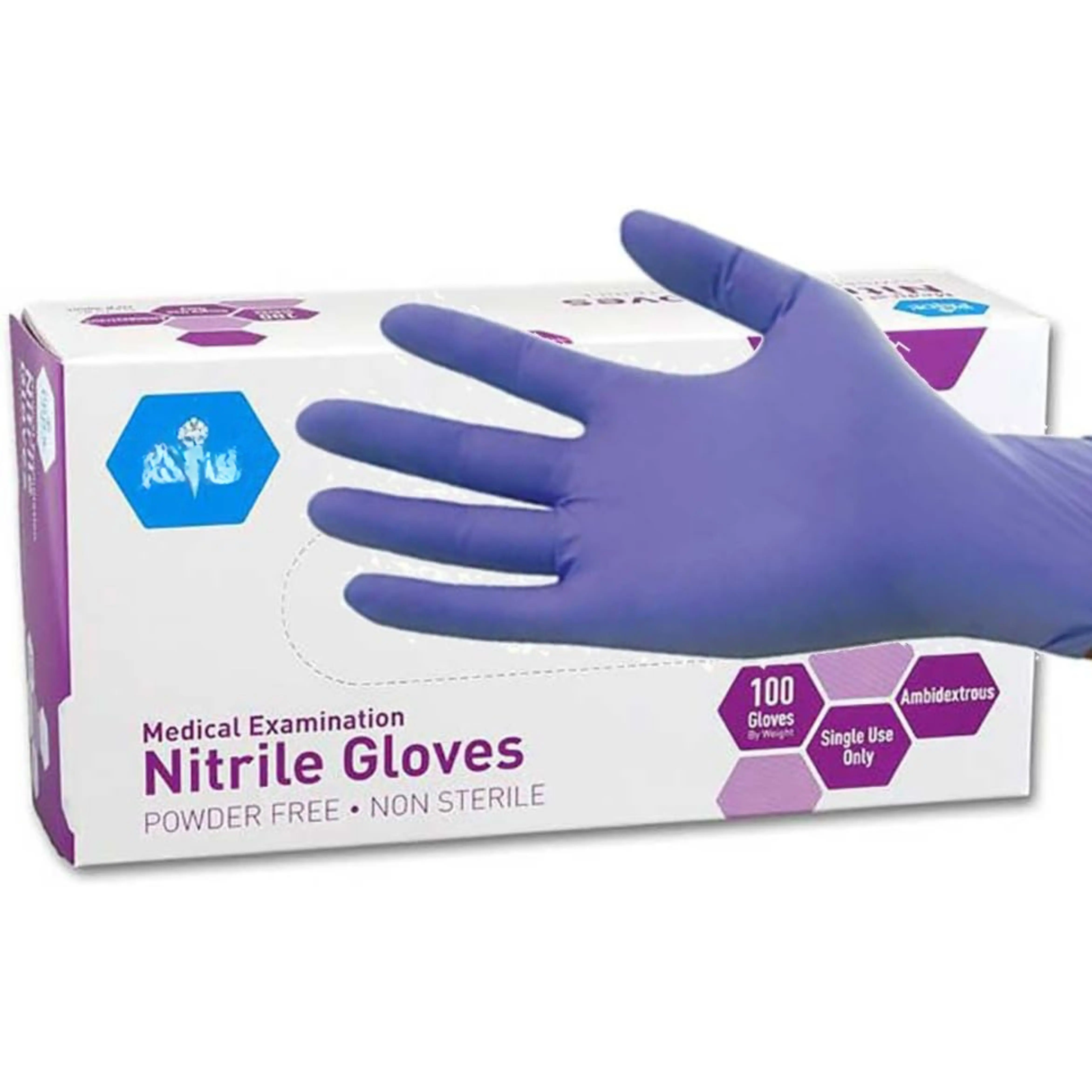 Powder-Free Nitrile Exam Gloves Medium, Iris Blue Disposable Medical Gloves, Latex-Free Durable Hand Protection Gloves for Medical, Cleaning, Food Prep, Industrial Use, 100 Count Box