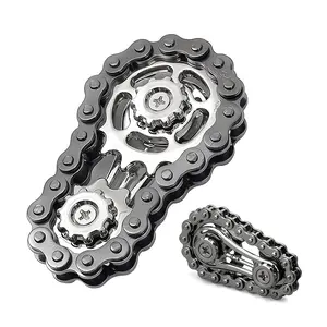 Trendy Finger Chain Gear Fidget Spinner, Mechanical Metal Toy for Anxiety Relief