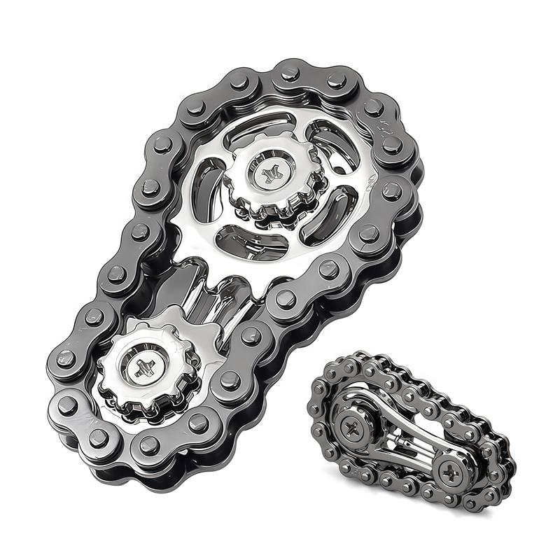 Trendy Finger Chain Gear Fidget Spinner, Mechanical Metal Toy for Anxiety Relief