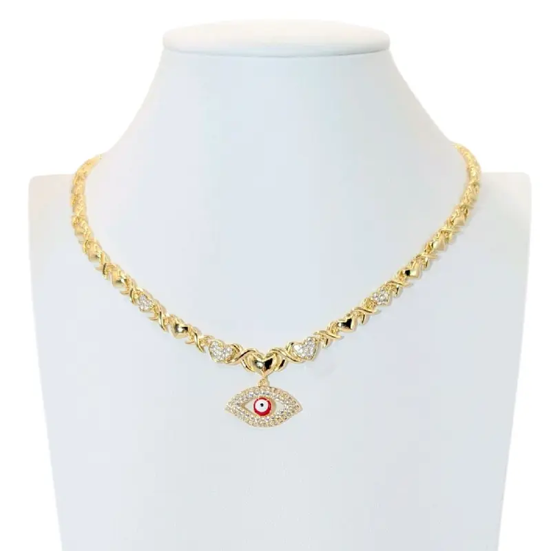 Gold Plated COD#0265 turkey eye Shape Necklace for Women 18 inches long Turquoise Stone
