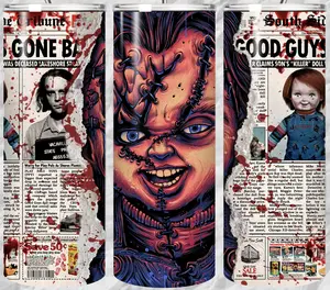 20oz good guy horror tumbler with straw