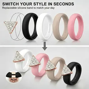 Women's Replaceable Silicone Ring, Quick Style Switch Accessory, Comfortable Band to Match Daily Outfits, Compatible with Exquisite Jewelry