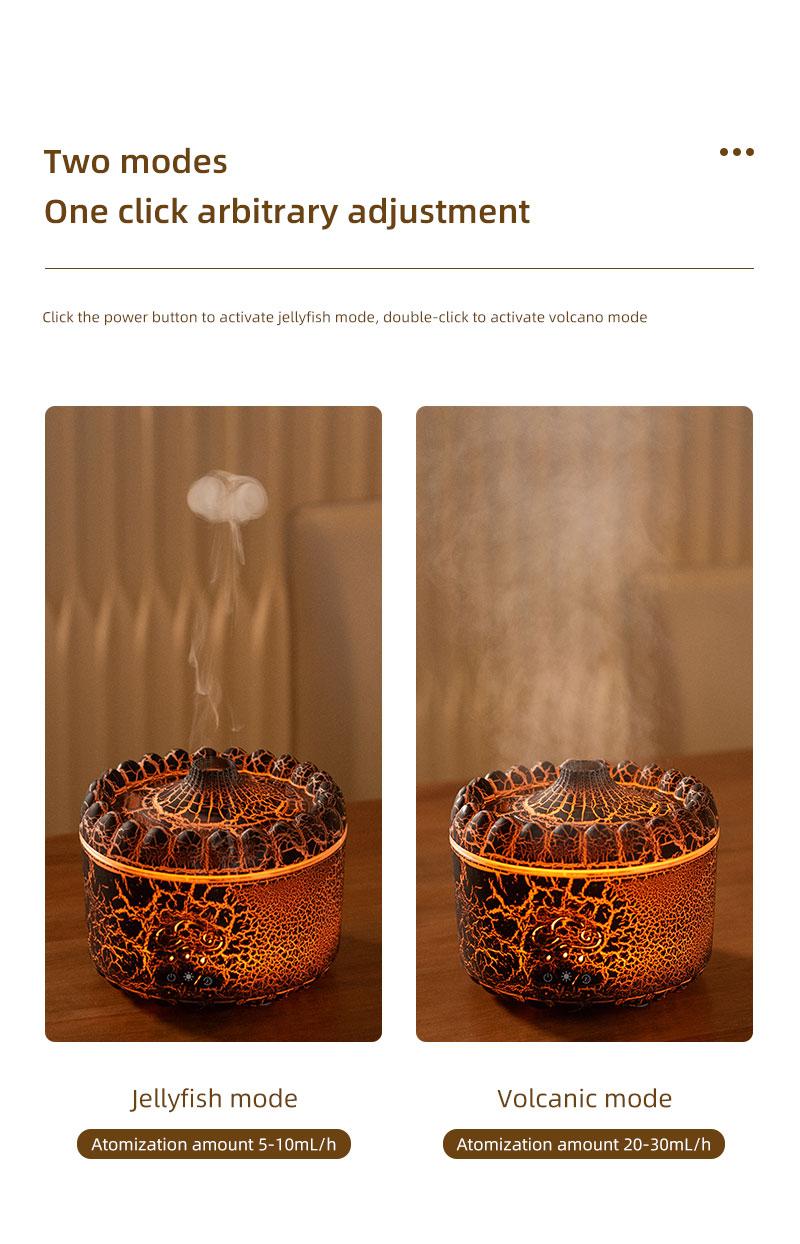 New volcano aromatherapy machine desktop essential oil diffuser double spray flame humidifier home night light ornament wireless remote control hu