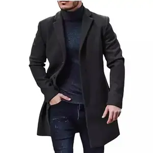 Discount Men's Retro Trench Coat, Semi-formal Warm Single Breasted Overcoat For Fall Winter Business Overgarment Menswear