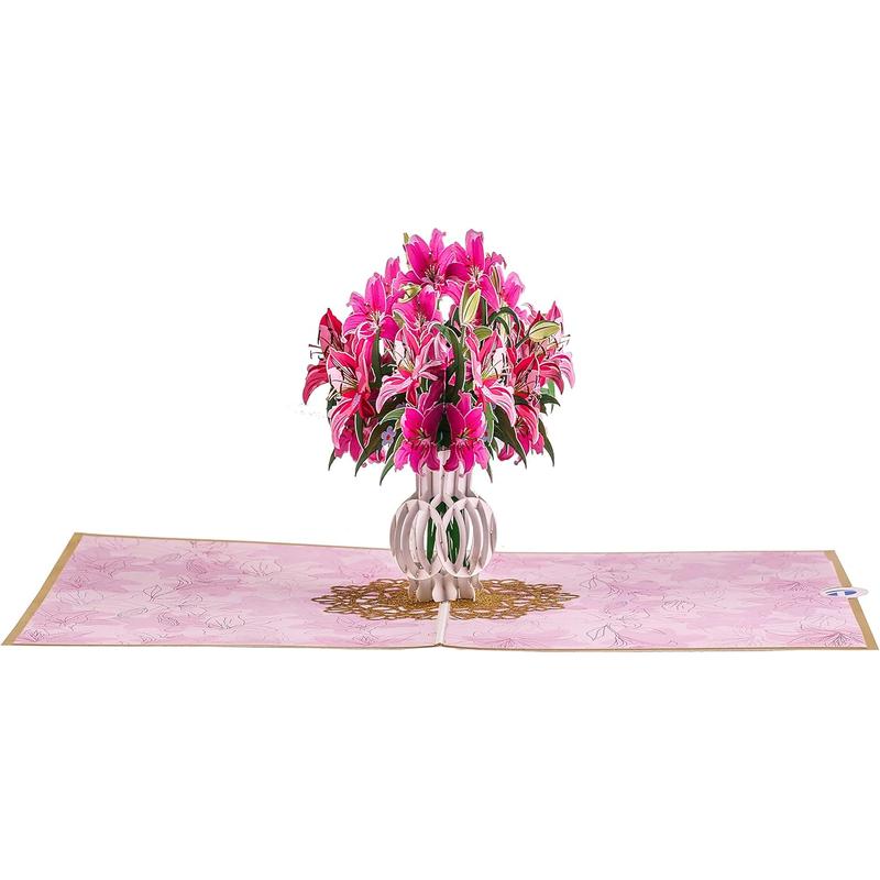 TRUANCE Pop up Card - Pink Lily Bouquet Flowers for Mother'S Day, Fathers Day, Anniversary, Birthday, Love, Valentine'S, Thank You, All Occasions TRUANCE