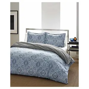 King Duvet Cover & Sham Set City Scene Blue