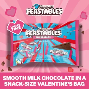 Feastables by MrBeast Valentine’s Milk Chocolate Candy, 22-Count Shareable Chocolate for Gifting & Sharing