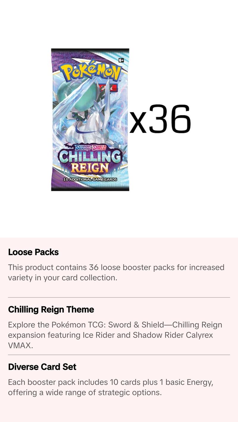Pokémon TCG: Chilling Reign 36 Loose Packs (Booster Box)