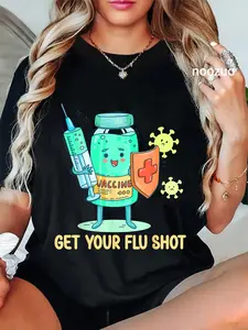 100% Cotton Unisex flu shot nurse medical assistant nursing flu cold season cna T-Shirt Casual Top
