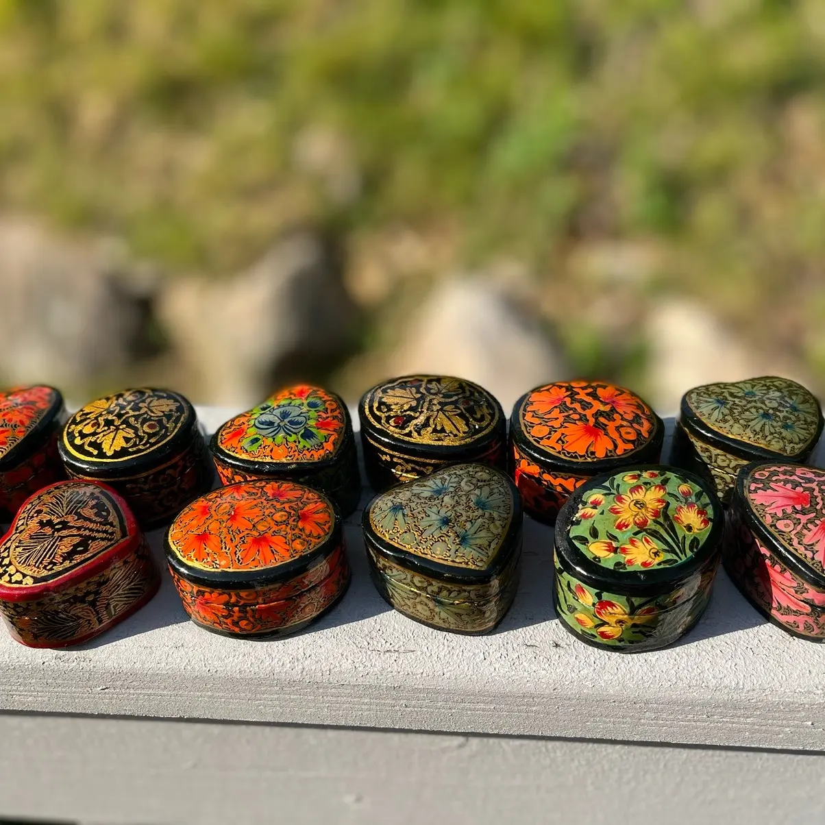 hand painted colorful trinket/ jewelry box With Lid. Beautiful Kashmiri, Hand painted boxes for storing jewelry & trinkets, decorative keepsake box for gifting or home Decor/ Christmas/ Diwali
