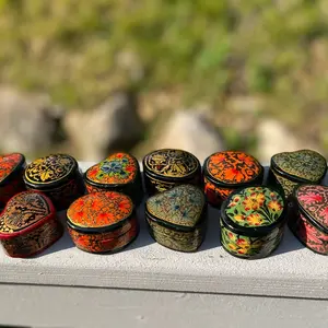 hand painted colorful trinket/ jewelry box With Lid. Beautiful Kashmiri, Hand painted boxes for storing jewelry & trinkets, decorative keepsake box for gifting or home Decor/ Christmas/ Diwali