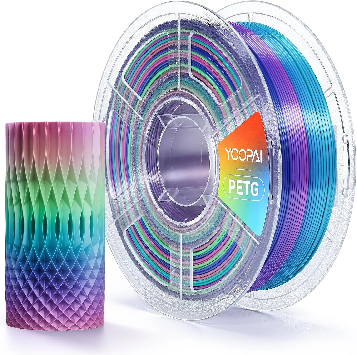 YOOPAI Multicolor Gradient PETG 3D Printer Filament, 1.75mm, 1KG(2.2lbs), Smooth Color Transitions & Stable Consistent Printing