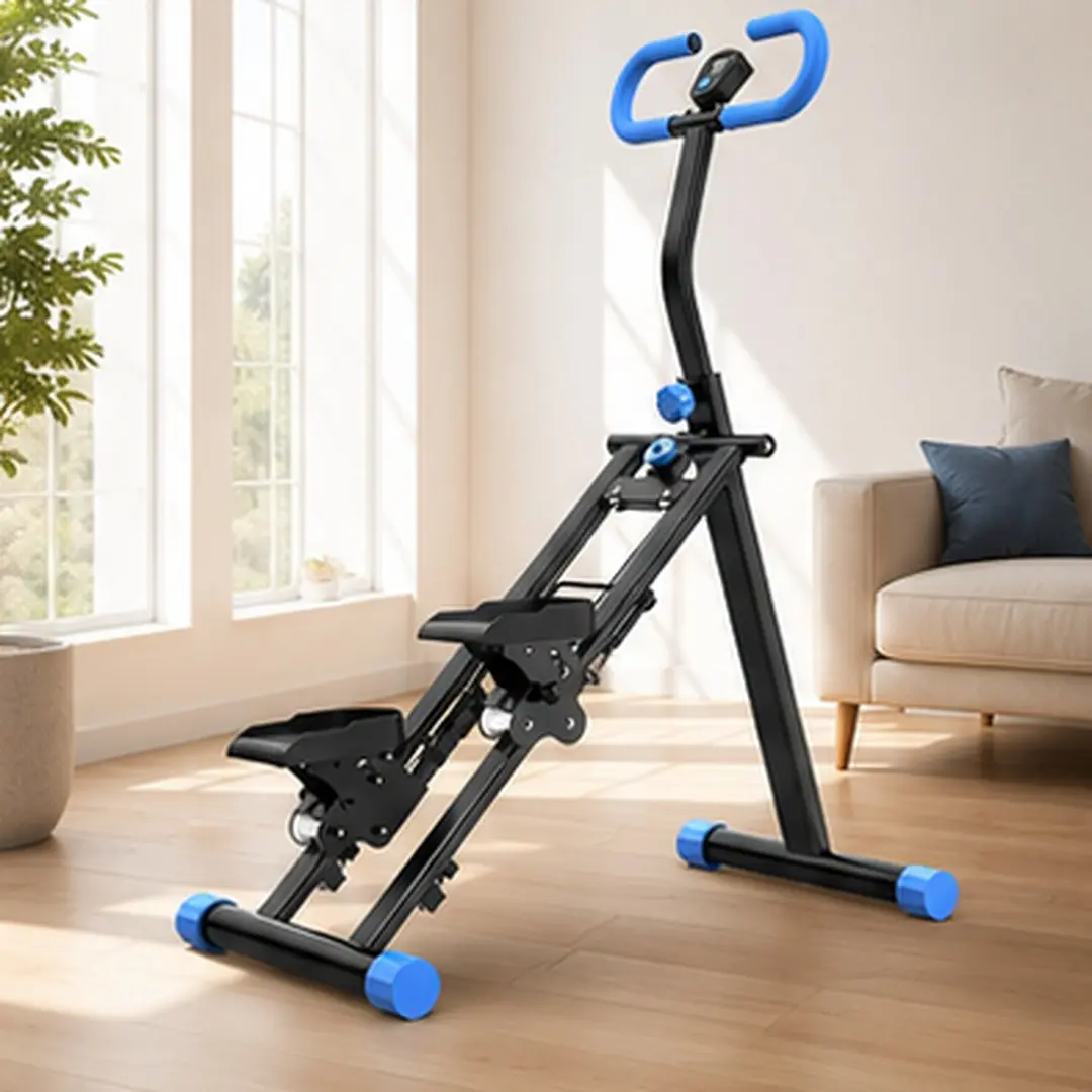 Vertical Climber Stepper Machine for Home Full Body Workout Exercise Equipment with Adjustable Handlebar, LCD Monitor, Foldable Design, Blue, 265 lbs Capacity, ABS+Rubber+Steel Frame, Blue Color Options, ABS+Rubber+Steel (Q235) Material